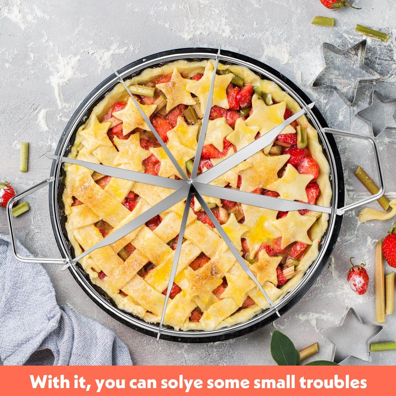 Lot de 2 emporte-pièces à tarte 8 tranches et 7 tranches – Trancheuse à tarte en acier inoxydable de 34,5 cm et coupe-gâteau au fromage, trancheuse à gâteau de qualité commerciale pour des tranches