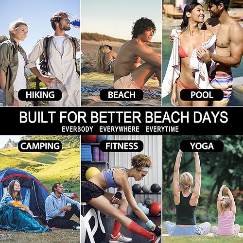 Miniatura 7 de Toalla de playa de microfibra de gran tamaño con monograma para adultos, tamaño extra grande, resistente a la arena, plegable, XL, gigante, enorme,