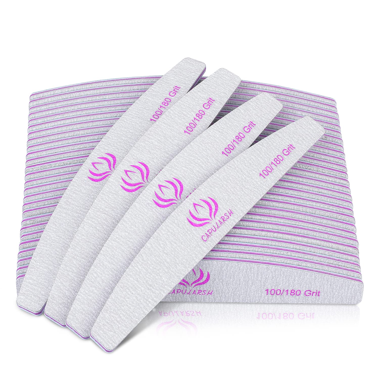 100/180 Grit Nail Files and Buffers for Acrylic Nails Professional Double Sided Emery Boards Coarse Nail File Manicure Tools (30 Pack)