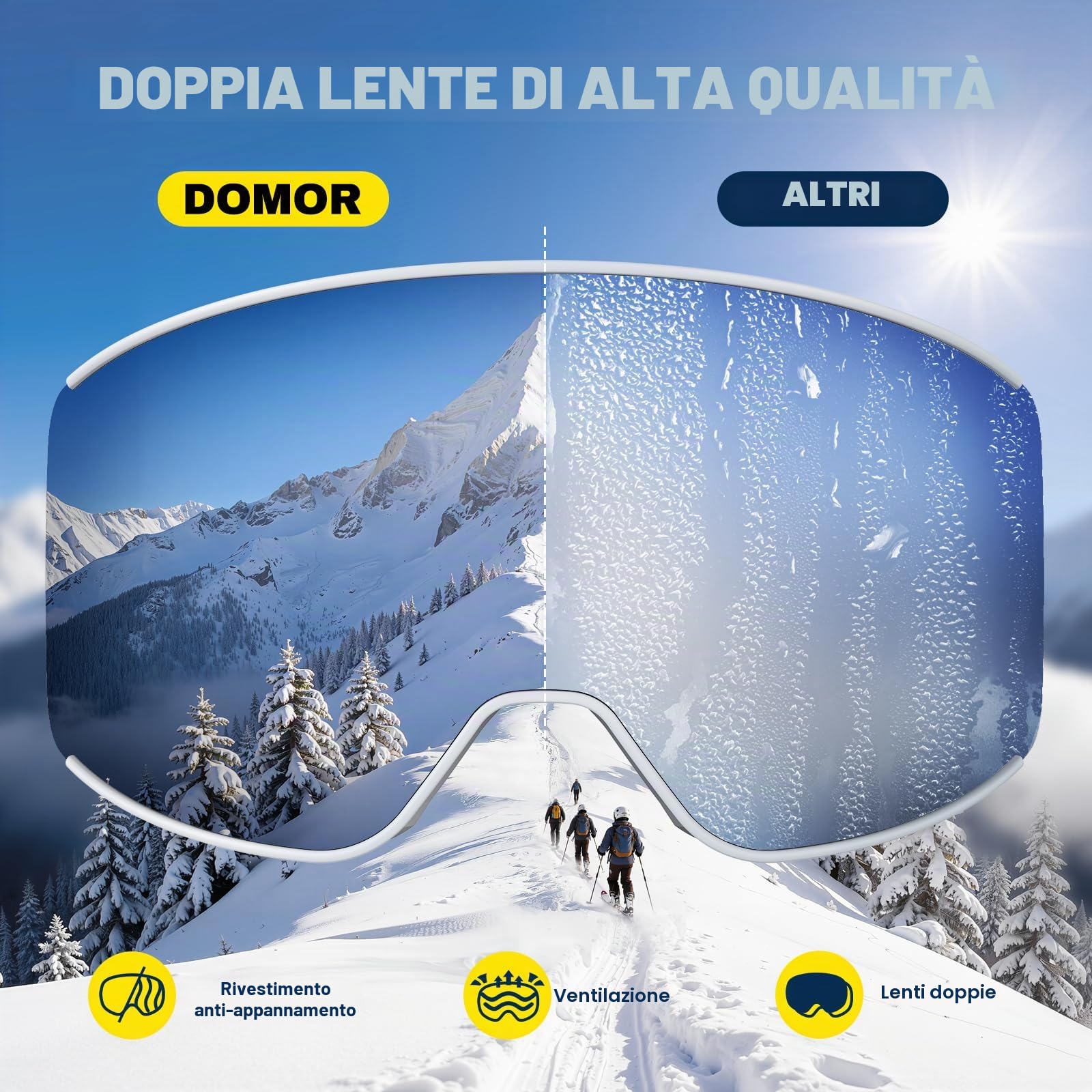 Occhiali da sci OTG, occhiali da sci da snowboard per uomo e donna, con 2 lenti magnetiche intercambiabili, anti-nebbia, protezione UV per uomini e donne, adolescenti, sci e snowboard