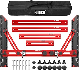 Stair Tread Template Tool, Stair Measuring Tool with Triangular Structure Brace and Edge Flip Stops, 8-72 in Solid Aluminum Alloy Stair Tread Jig for Accurately Measuring Stairs (Red)