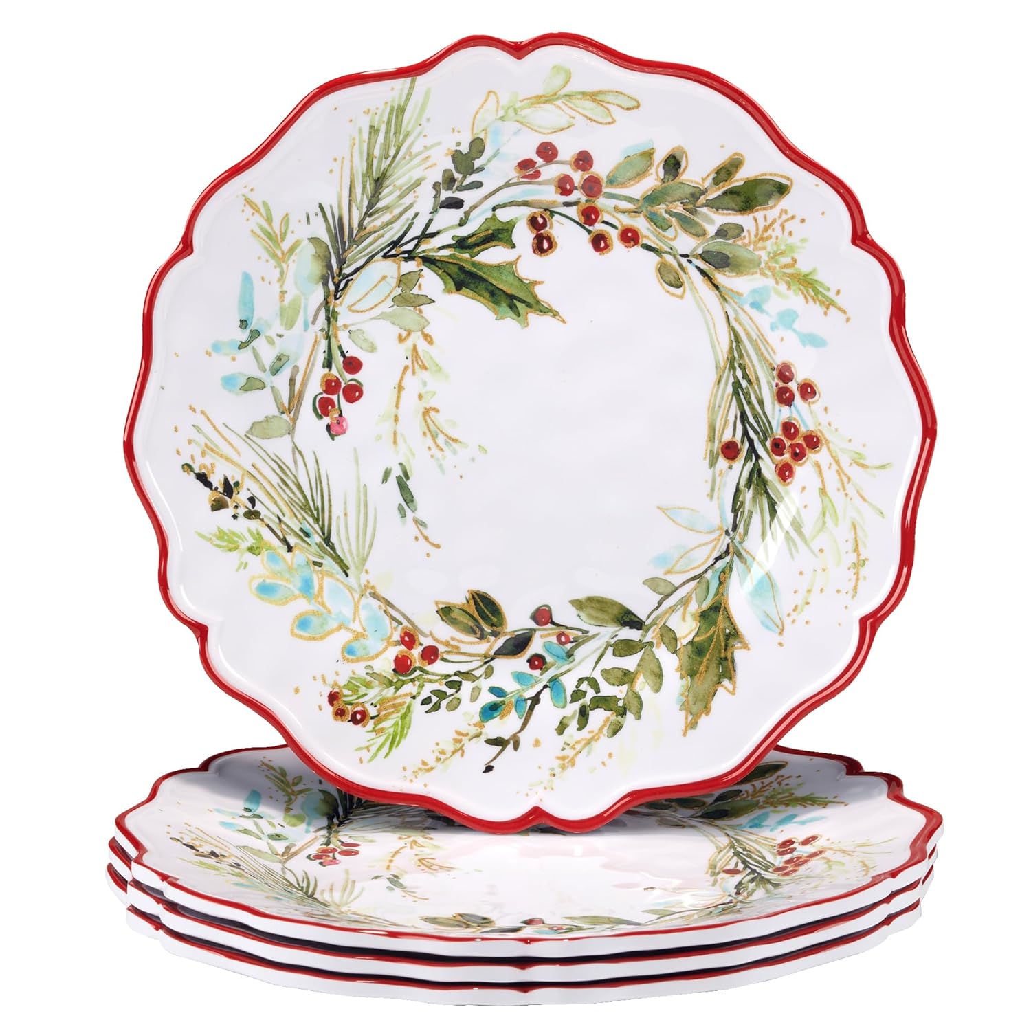 Christmas Gatherings Melamine Dinner Plates Set