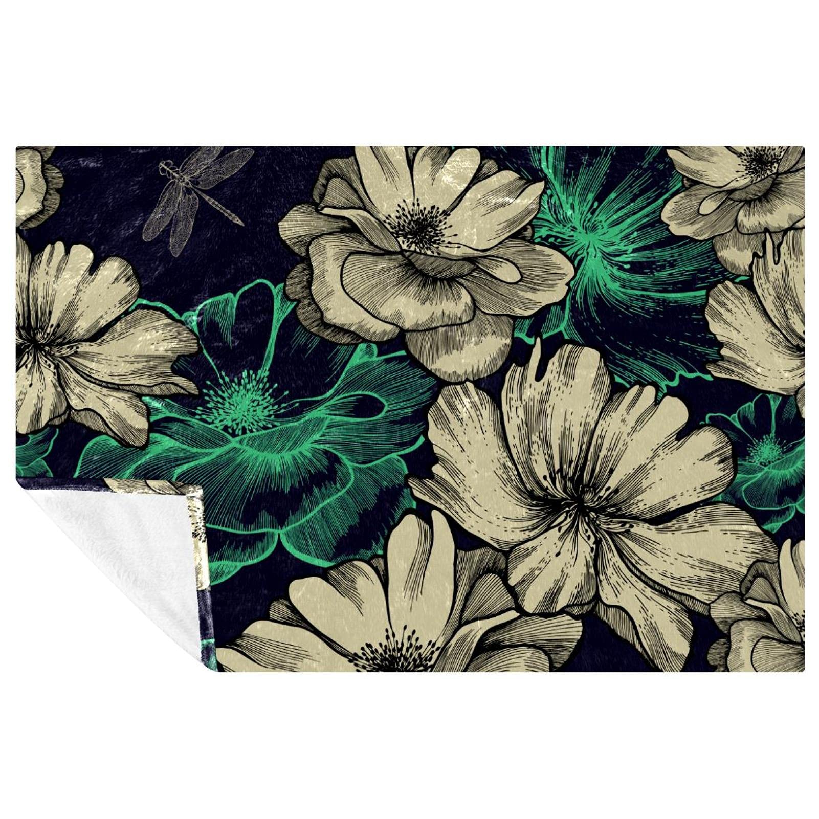Couverture à motif floral chinois plaid idéal pour pique-nique et camping