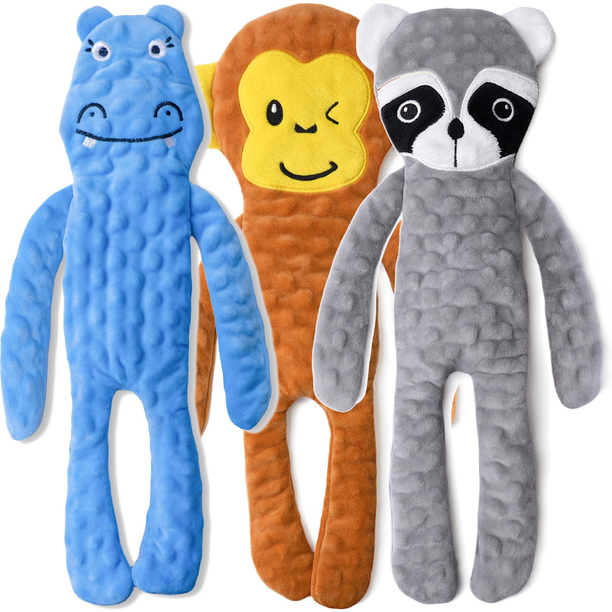 Giocattoli per cani che scricchiolano per cani di grossa taglia, giocattoli per dentizione per tenerli occupati, giocattoli per cani di peluche con tessuto morbido a bolle, masticabili a lunga durata,