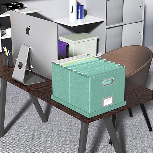 Miniatura 150 de Oterri Organizador de archivos, caja de archivos, archivador para almacenamiento de carpetas de archivos de cartas, organizador de archivos colgante