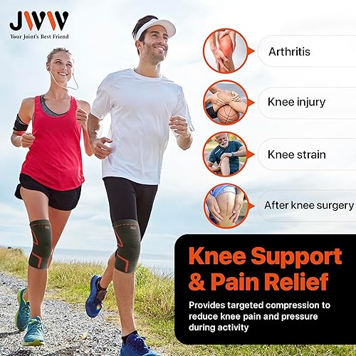 Miniatura 2 de Rodilleras de compresión, paquete de 2 rodilleras para mujeres y hombres, alivio del dolor de rodilla, soporte de rodilla para correr, rodilleras