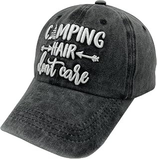 Women's Embroidered Adjustable Ponytail Hat Low Profie Washed Baseball Cap, Ponytail