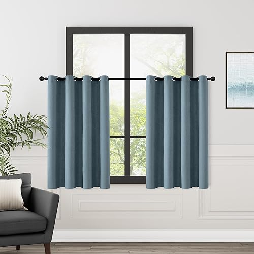 Miniatura 101 de ChrisDowa Cortinas 100% opacas de abedul liso de 96 pulgadas de largo, 2 paneles para dormitorio, sala de estar, oscurecimiento de la habitación de