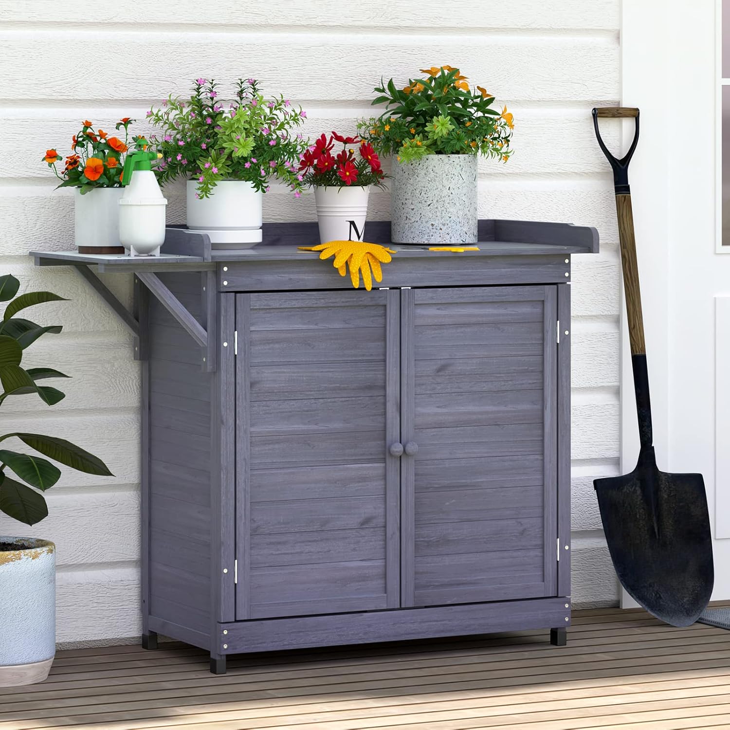 Buy PIAOMTIEE Outdoor Wooden Patio Storage Garden Potting