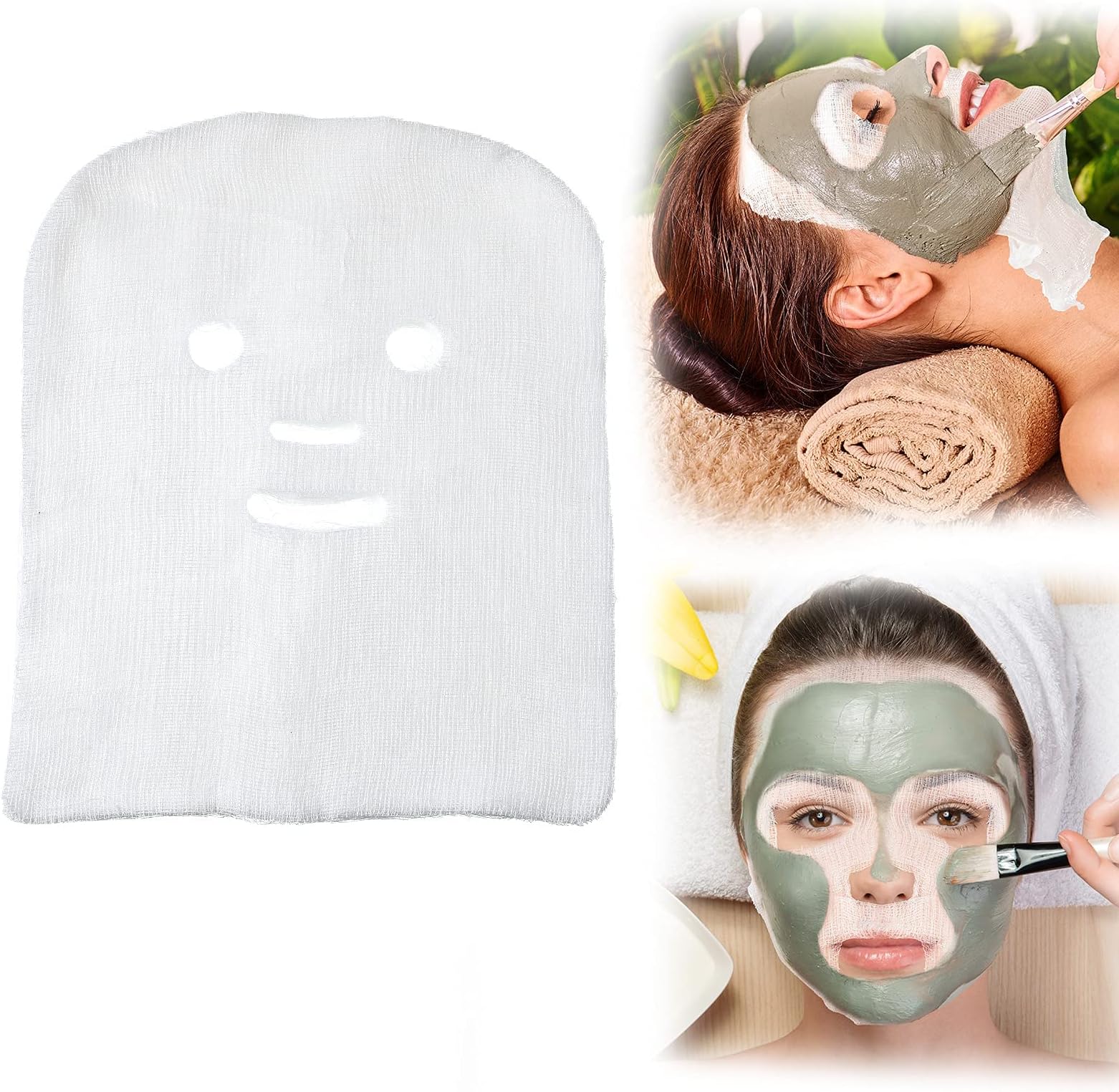 Terrifi Pre-Cut Gauze Facial Mask, White Mask Skin Fiber Paper High Frequency Face Masks Natural Spa Sheet Care For Beauty Salons Home Diy, 200 Pieces