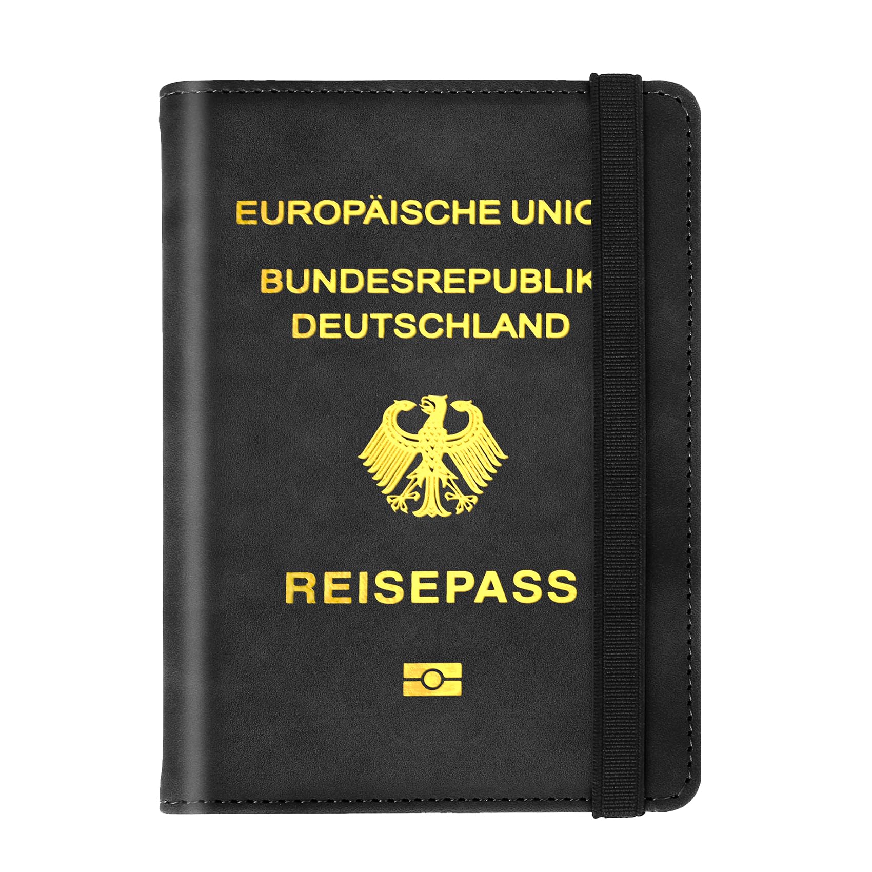 NANXJIUR Reisepasshülle, Passabdeckung, Passhalter Premium PU Leder Reisepass Wallet RFID Blockierende Passabdeckung Hülle Reisedokumente Organisatorinhaber für Frauen und Männer (Schwarz)