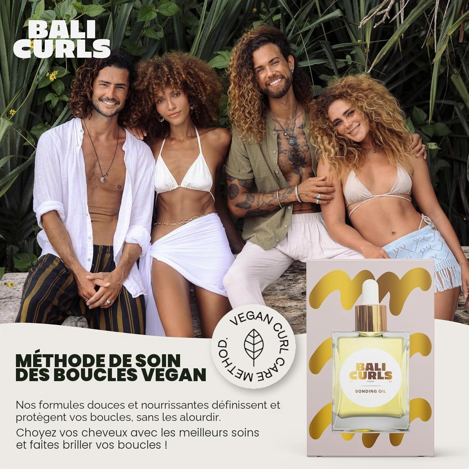 Bali CURLS Styling Heroes Bundle – 4 pièces de routine de coiffage pour des boucles définies, souples et éclatantes – Curl Cream, Volume Foam, Gel de finition et huile de liaison