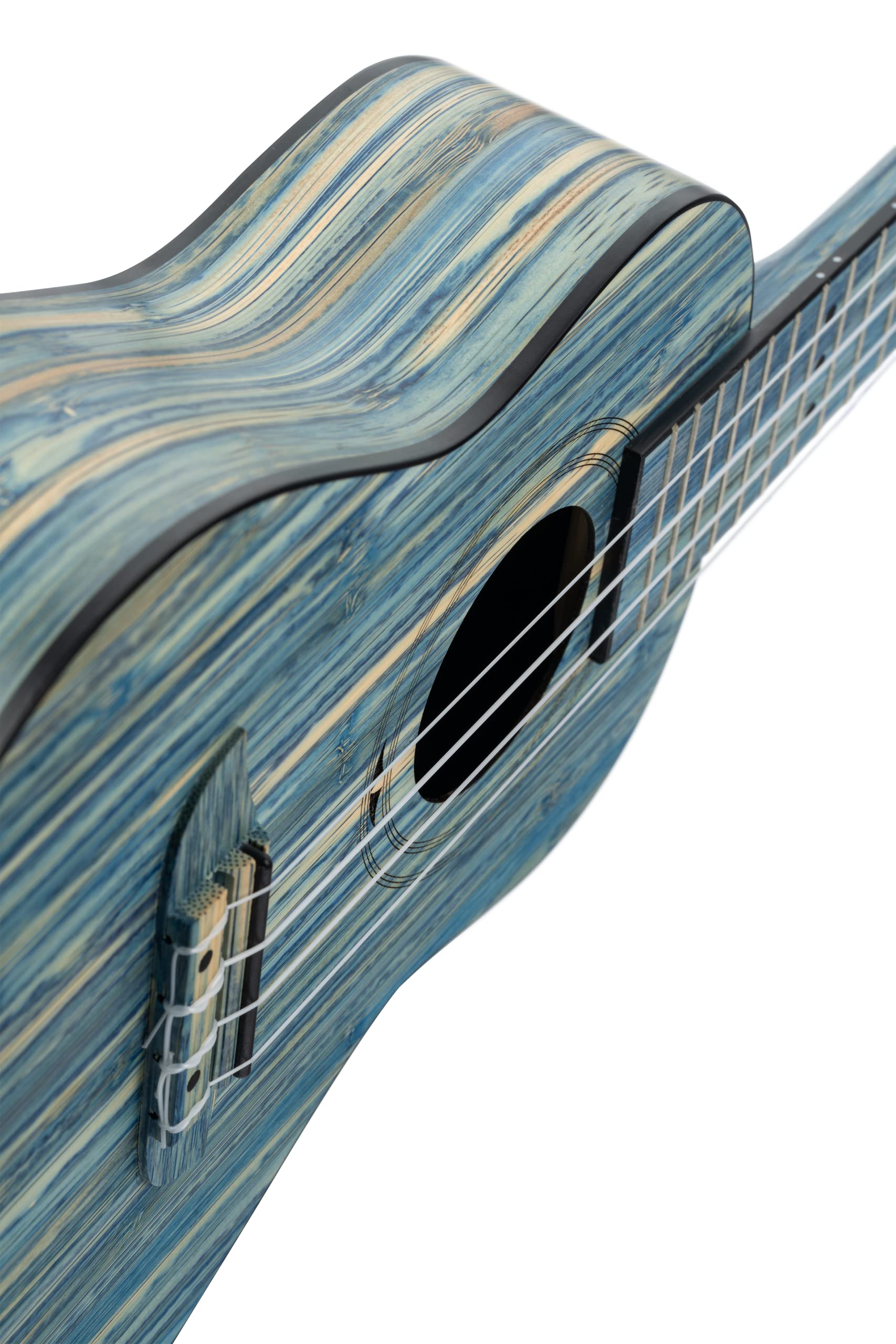 Ortega Guitars Ukulélé Concert Acoustique – Série Bamboo – Housse Incluse – Bambou, Bleu (RUSWB-CC)