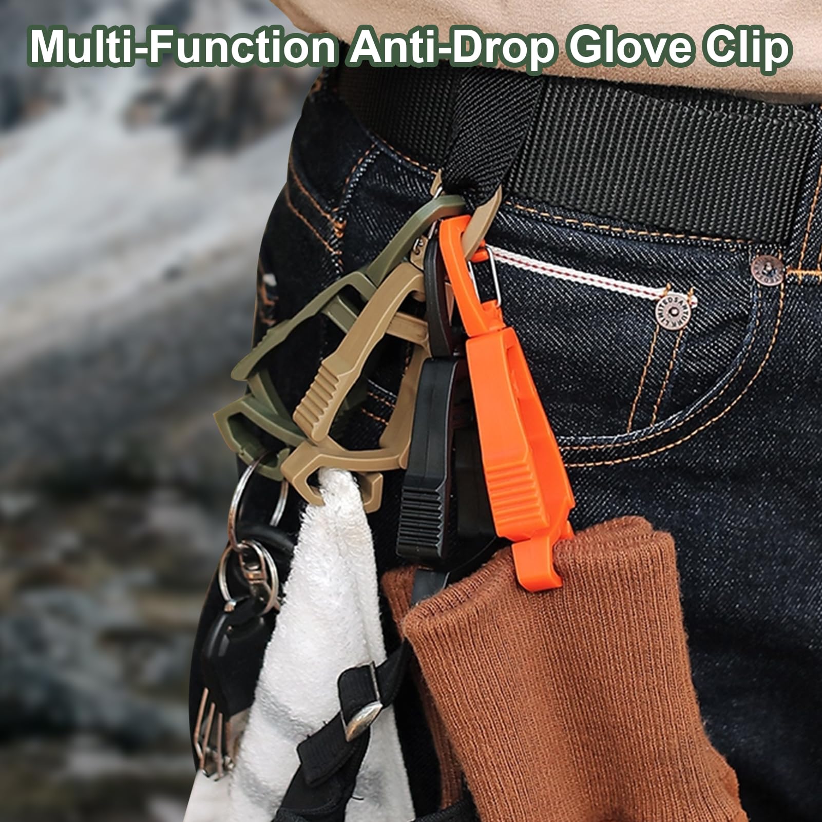 4 Pièces Porte Gants Tactique pour Gants de Travail,Les Gants Chapeaux Serviettes etc. Peuvent être accrochés aux Pantalons, Ceintures et Sacs à Dos