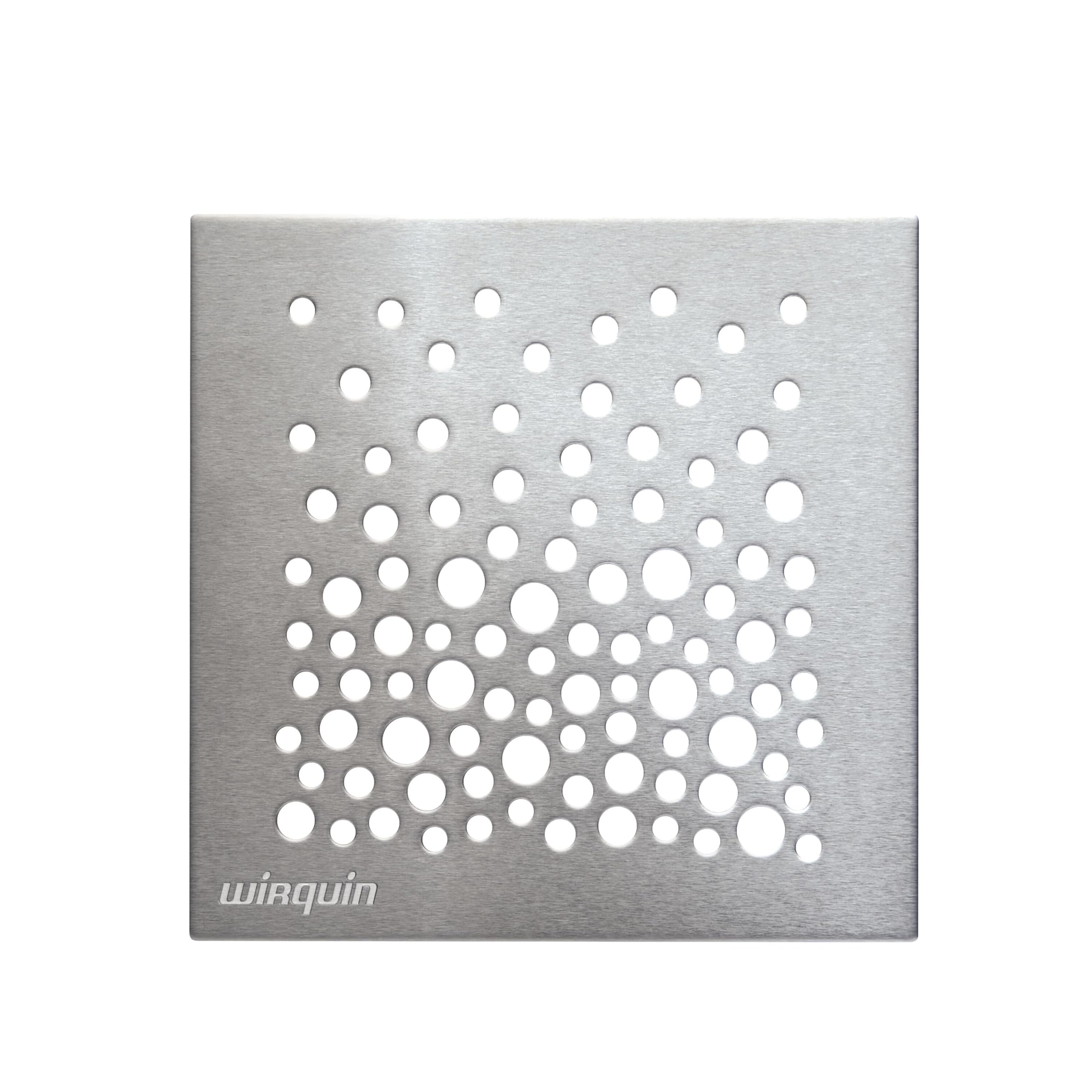 Wirquin 30723967 Bonde de Douche à Chaper Orientable James 11,5 x 11,5 cm | Grille inox brossé, sortie orientable 360°, débit 32 L/min, natte d'étanchéité pré-collée, installation facile, chromé