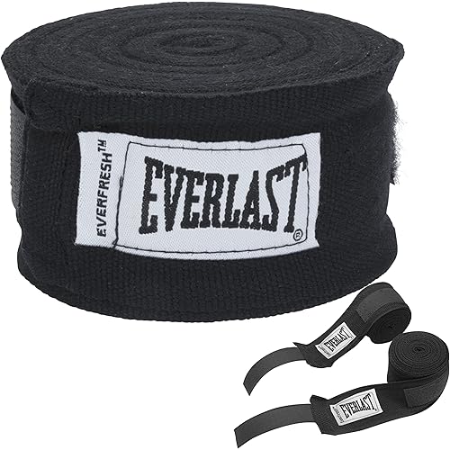Everlast Boxing Handwraps, Machine Washable Speedbag Training and Martial Arts Hand Wrap, Black