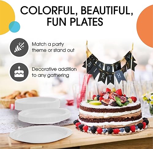 Miniatura 21 de Exquisite Platos de papel azul oscuro desechables de 7 pulgadas, color azul oscuro, platos desechables para fiestas, 100 unidades, platos de papel