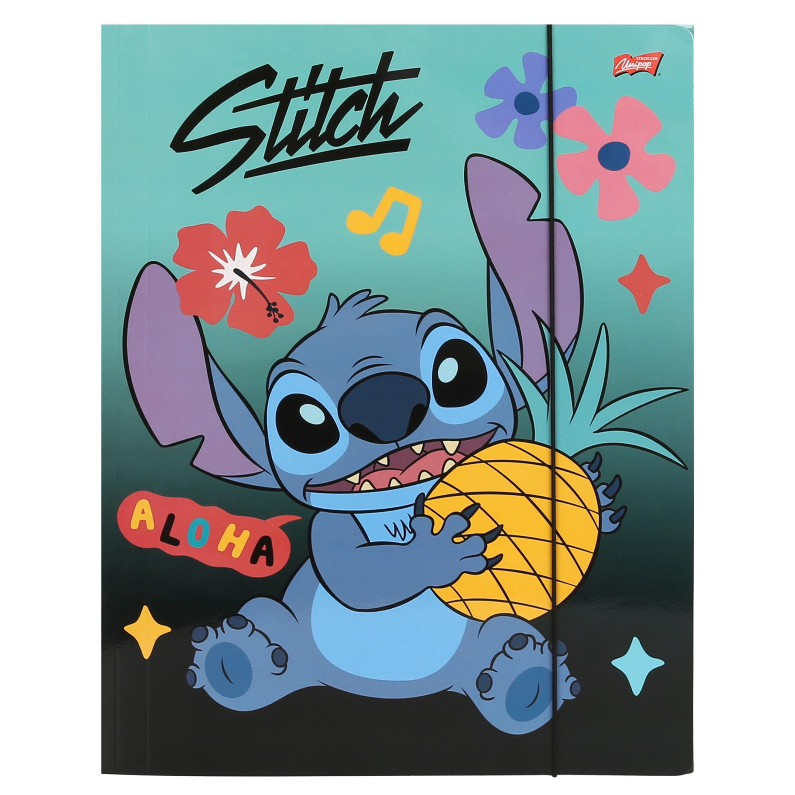 DISNEY Stitch Teczka z gumką, dla dzieci, teczka szkolna, kolorowa A4 (Zielony)