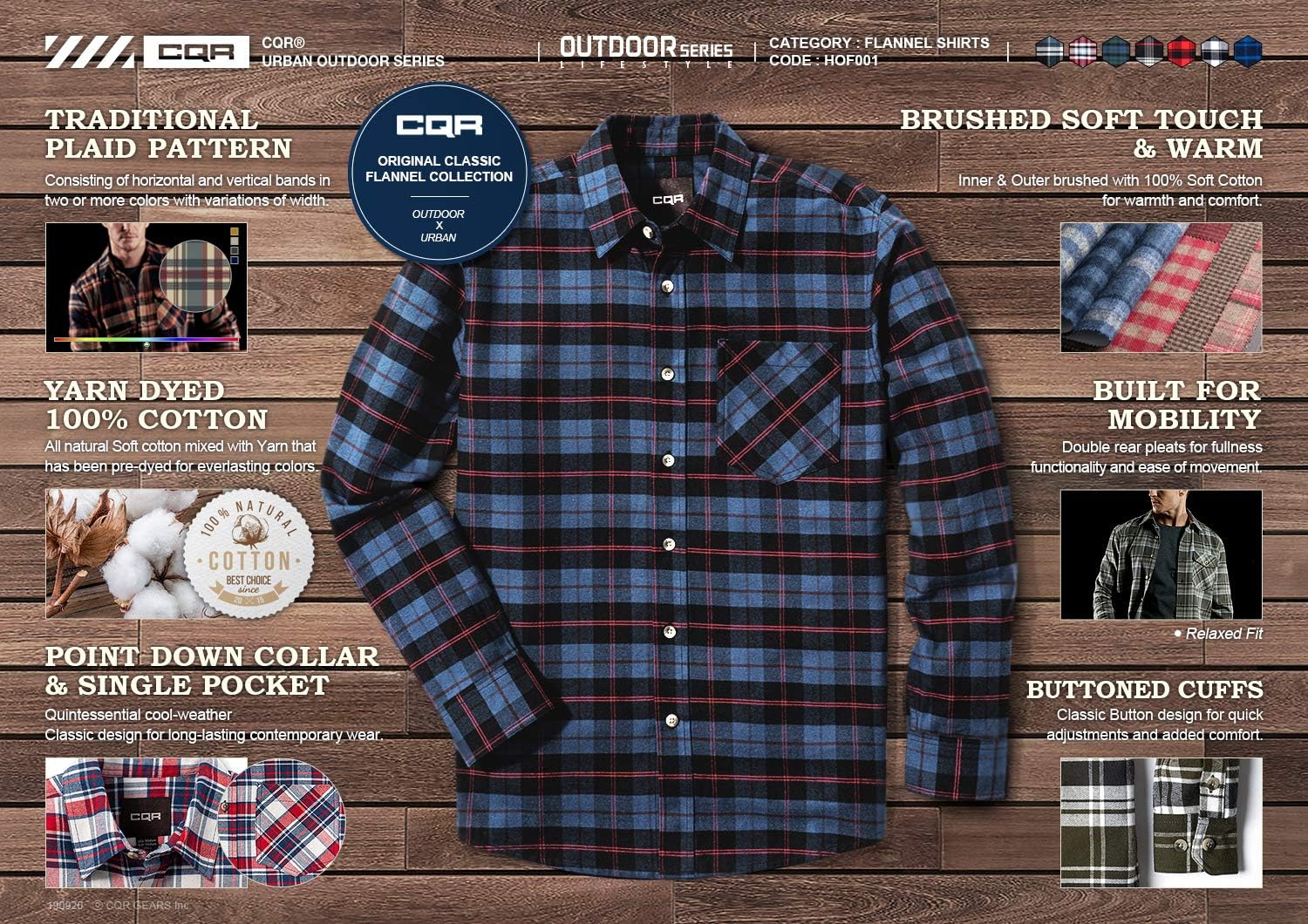 Plaid All-Cotton Brushed Shirt 