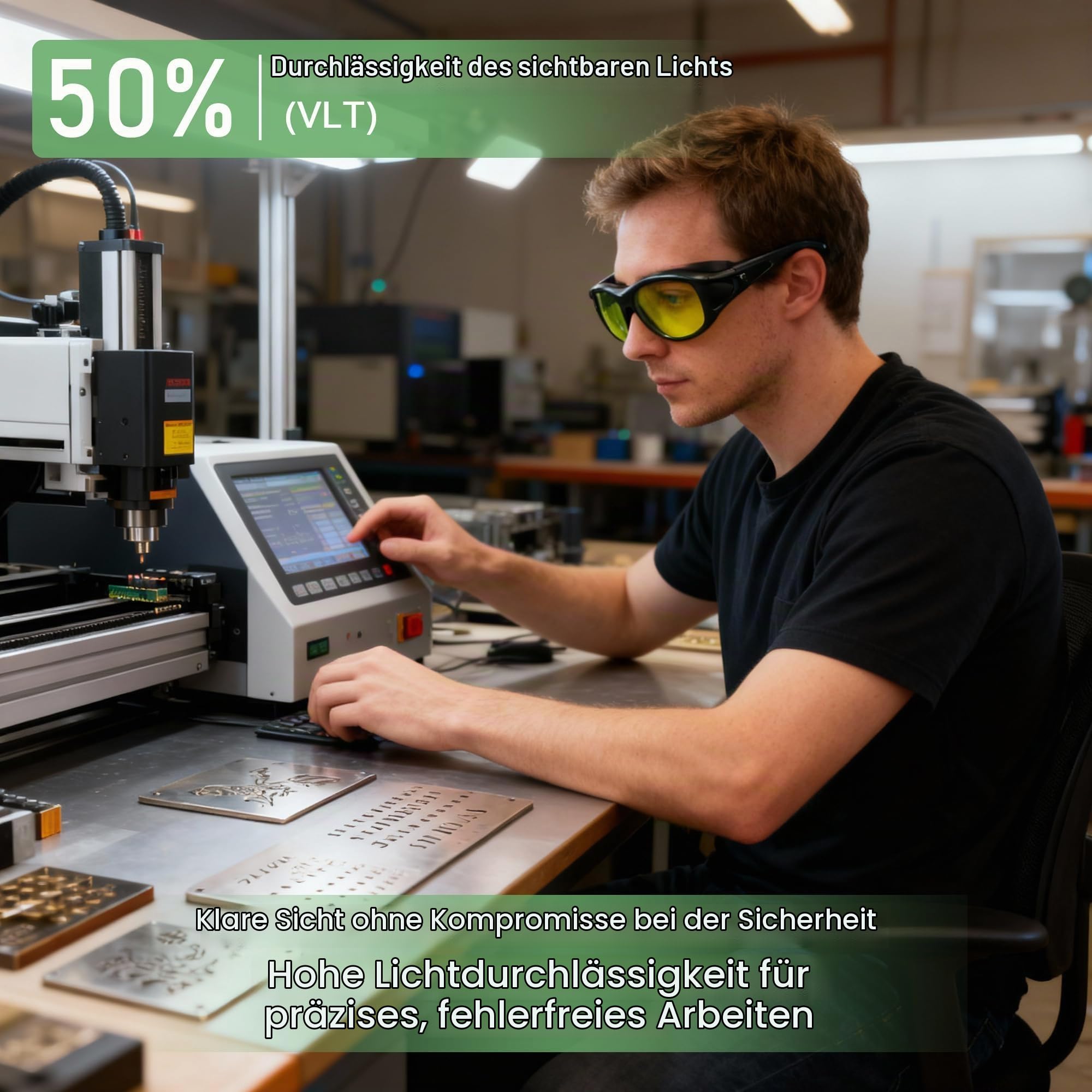 MCWlaser Laser Schutzbrille 1064nm 1080nm Brille CE OD5+ Laser Safety Goggles 190-470nm & 800-1700nm Für Fiber Laserreinigung Schweißen UV-Markierung Diode, ND:YAG Laser Absorption Type EP-8 Stil 2