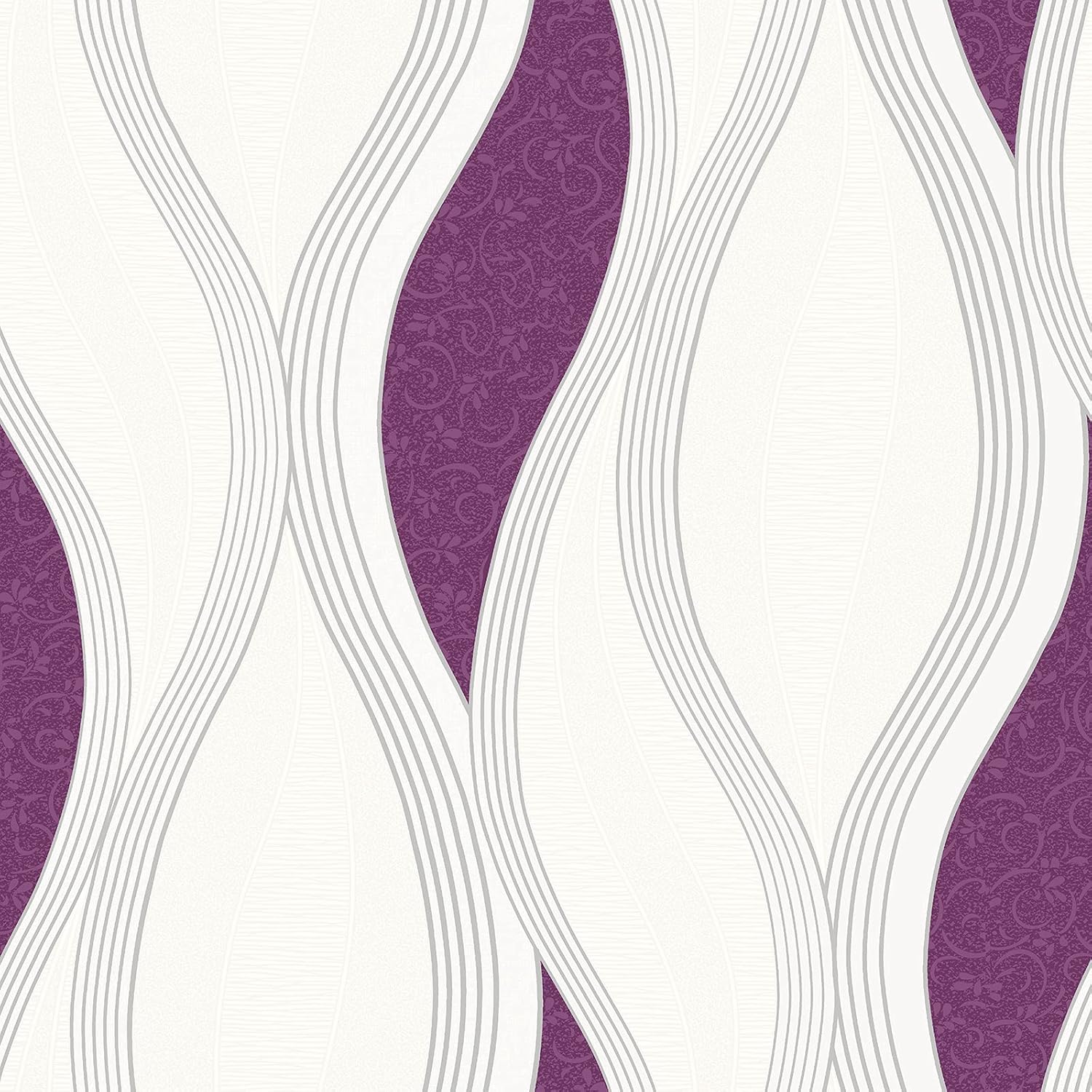 NEW LUXURY DIRECT WALLPAPERS WAVE EMBOSSED TEXTURED METALLIC 10M WALLPAPER (PURPLE E62006)