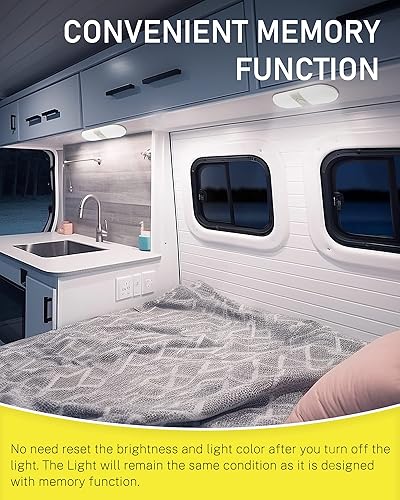 Miniatura 4 de MERTTURM Luces interiores de caravana de 900 lúmenes, 180 LED de 12 a 24 V y 10 W, lámpara de cúpula de techo para caravana con 3 temperaturas de