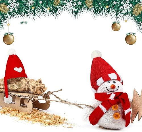 Miniatura 2 de Paquete de 4 unidades de ropa de muñeca de Navidad, mini muñeco de nieve, sombreros, bufandas, sombrero de punto de Papá Noel, bufanda de árbol de