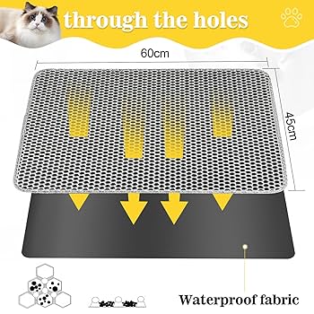 Alfombrilla Panal Impermeable Arenero Gatos 60x90 Cm Alfombrilla Para Arena De Gato, De Doble Capa, Impermeable Estera Panal Impermeable