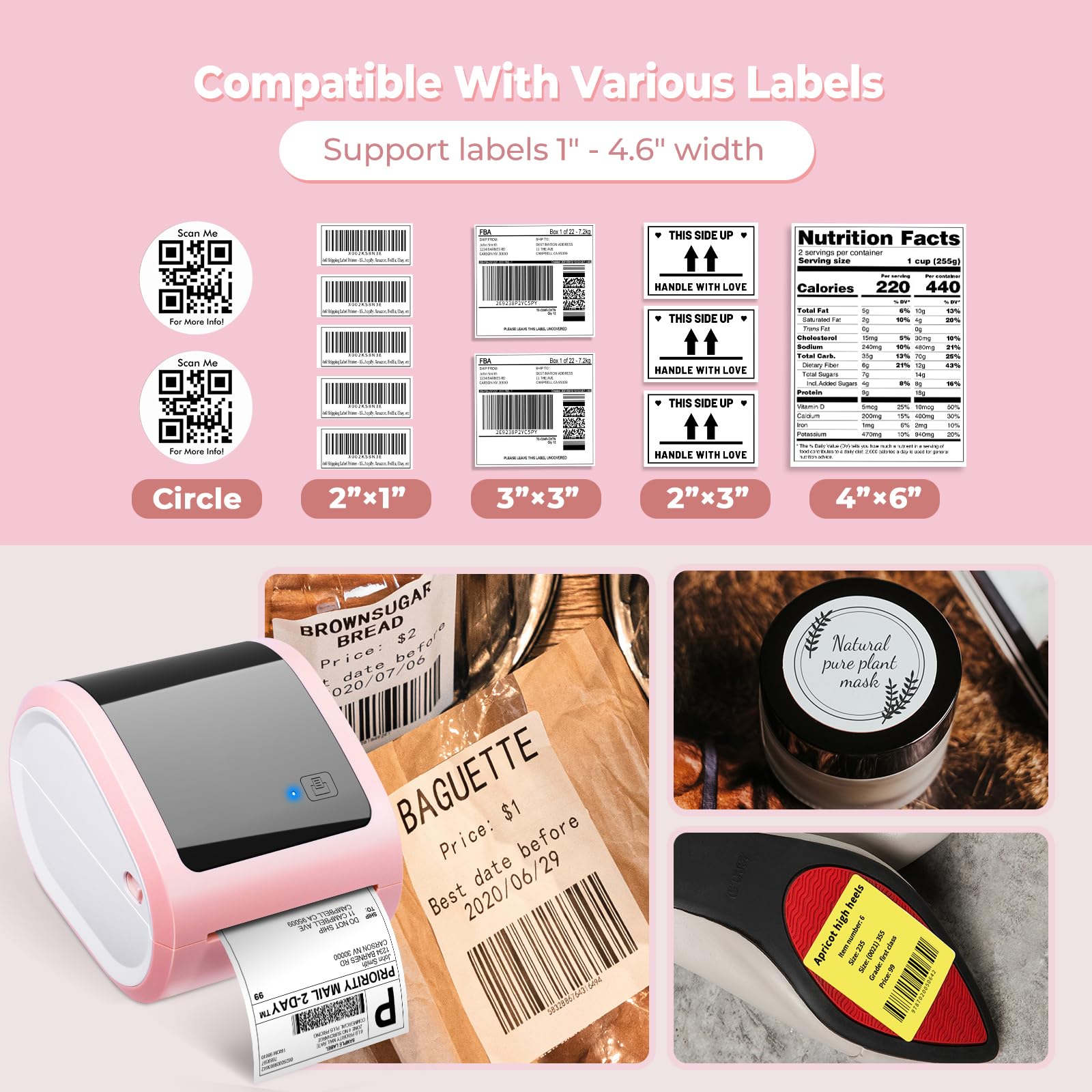 ASprink Stampante per etichette per il trasporto termico Bluetooth 4x6 - Stampante per etichette termiche wireless per imballaggi di trasporto e piccole imprese, compatibile con USPS, shopify, Ebay