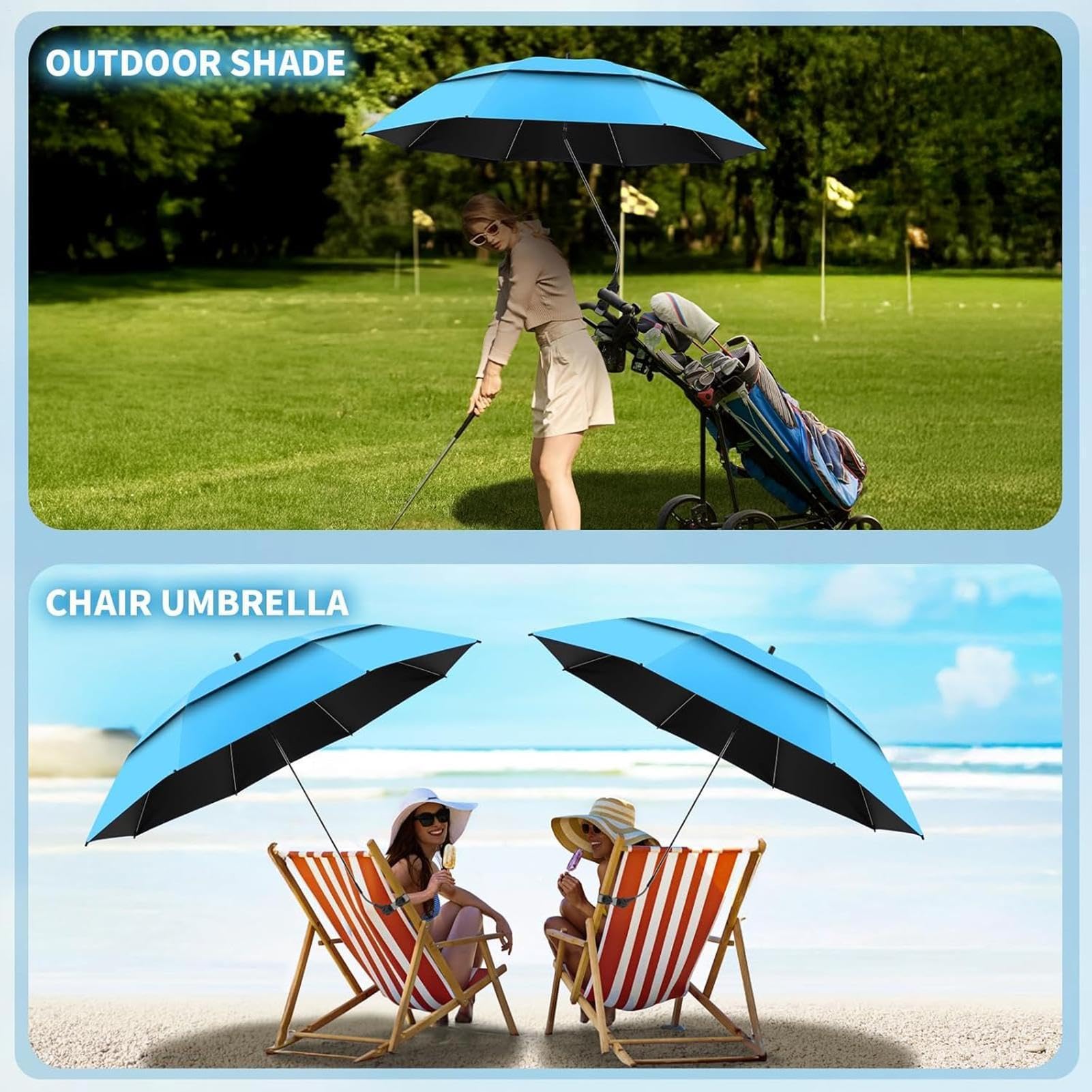 Genérico Parasol Con Clip Para Asiento Portátil Ajustable 180° UPF 50+ | Sombrilla de Playa y Camping Para Exteriores, Viajes, Vacaciones, Tomar El Sol, Camping, Picnics, Patio Y Silla De Ruedas