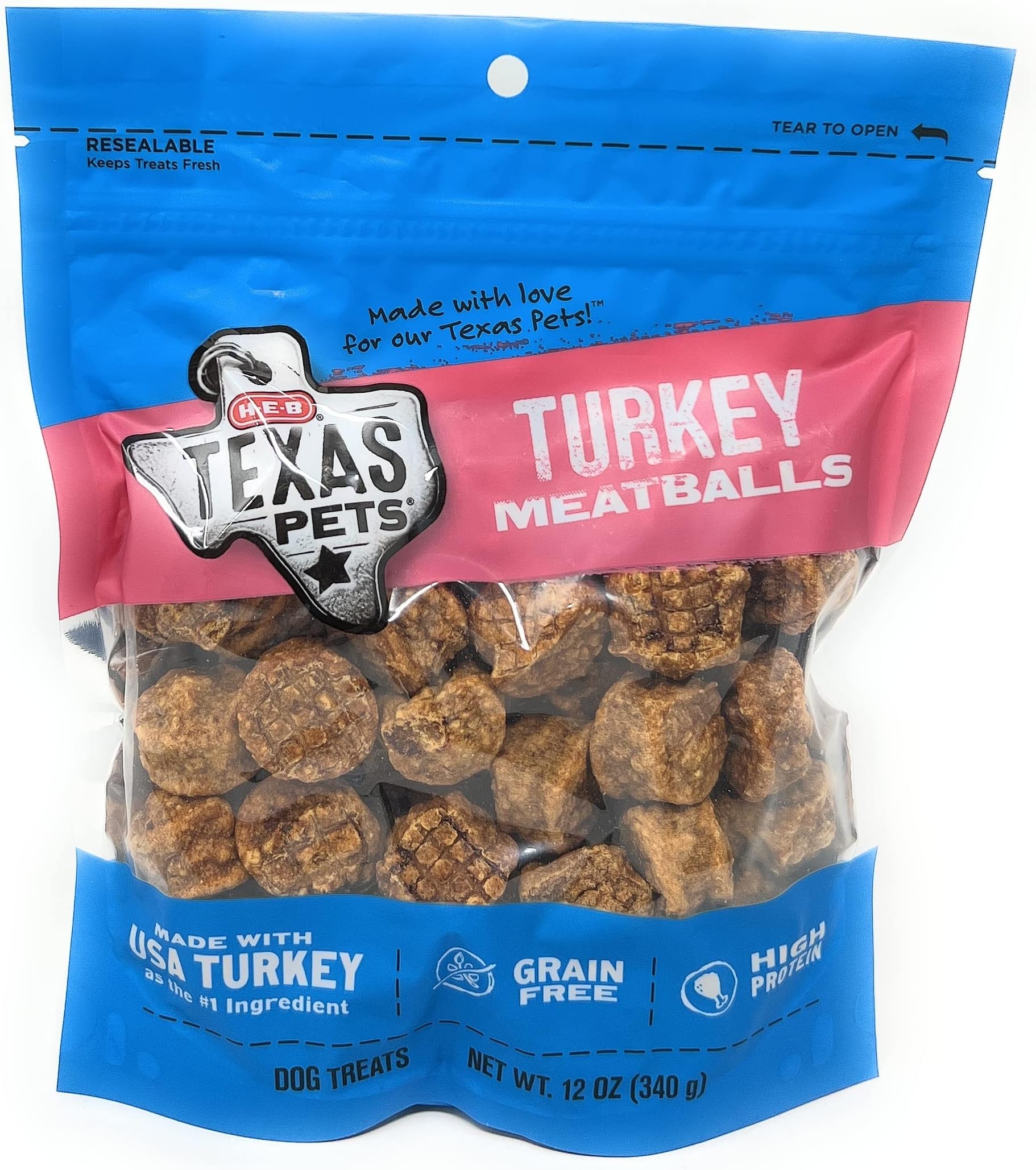 H‑E‑B Texas Pets Turkey Meatballs Dog Treats 12oz - 1 Bag