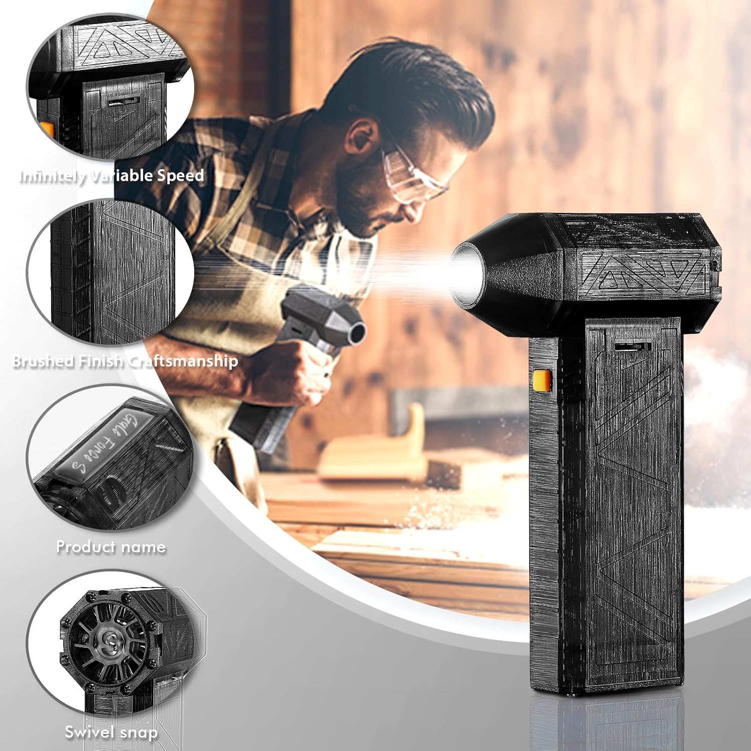 Suptruck Frostguards 1500W Thermal Blower,Mini Turbo Snow Blower for Car,Portable Frostguard Thermal Blower,Cordless 3-Speed Adjustable Car Snow Heater for Winter Frost Removal. (Grey 8000mAh)