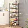 6 Tier Slim Rolling Storage Cart, Narrow Mobile Shelving Unit Organizer Utility Cart with Wheels, Metal Wire Storage Rack with Baskets for Kitchen, Bathroom, Laundry & Living Room, 10inW