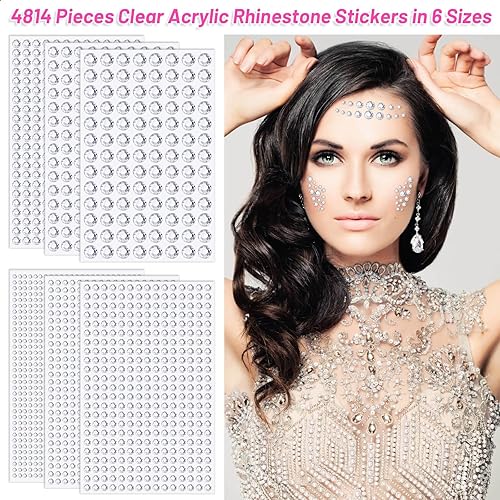 Miniatura 3 de 4814 calcomanías autoadhesivas con diamantes de imitación para el cabello, joyas de Caffox para el cabello, calcomanías de gemas de diamantes para