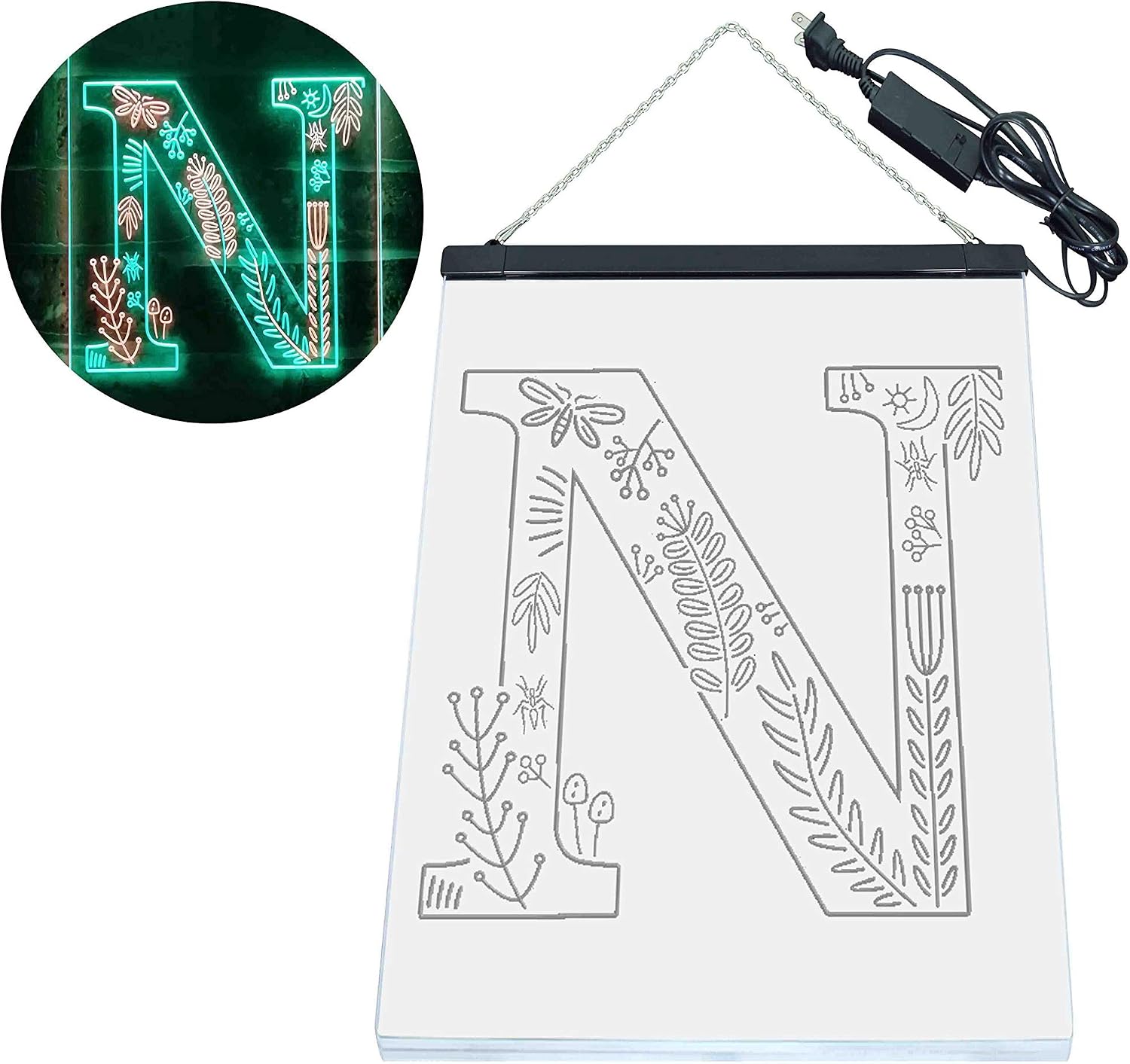 ADVPRO Letter N Initial Monogram Family Name Dual Color LED Neon Sign Green & Red 16" x 24" st6s46-i3451-gr
