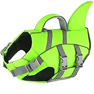Dogcheer Dog Shark Life Jacket with Handle, Reflective High Buoyancy Swim Jacket for Small, Medium & Large Dogs, Perfect for Swimming, Boating, Paddleboarding, Surfing - Green,XS
