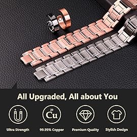 Feraco Copper Bracelets for Men & Copper Ring-Pure Copper Magnetic Bracelet with 57 Ultra Powerful 3500 Gauss Neodymium Magnets,Adjustable Wrist Bracelet,Gifts for Men (Copper with Ring)