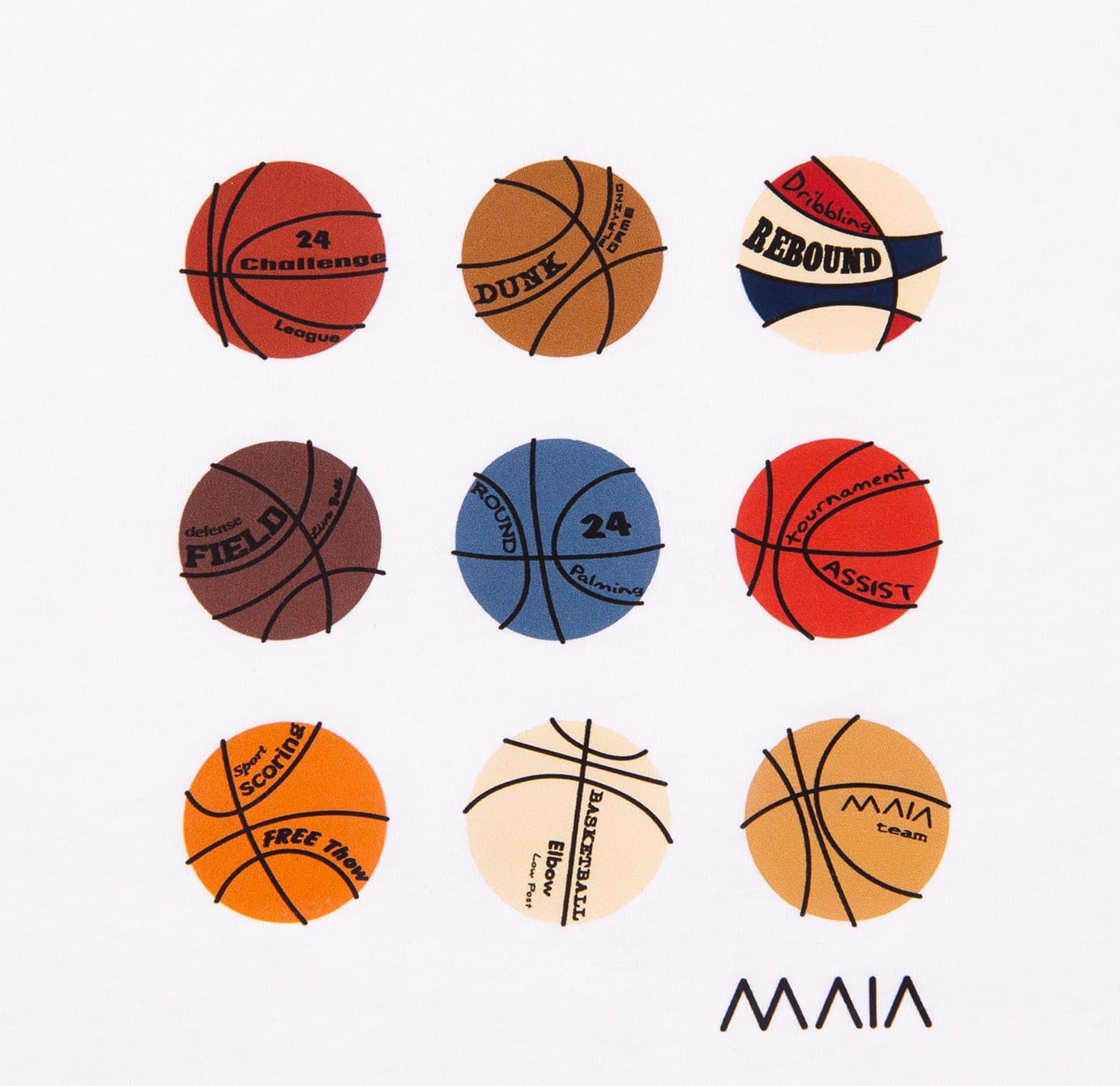 KlothoMAIA Men's Basketball Design Graphic T-Shirt, Oversize, Cotton Fabric