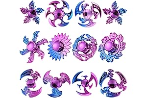 12 Pack Fidget Spinners: Vibrant Blue and White Twirling Toys for Stress Relief and Entertainment