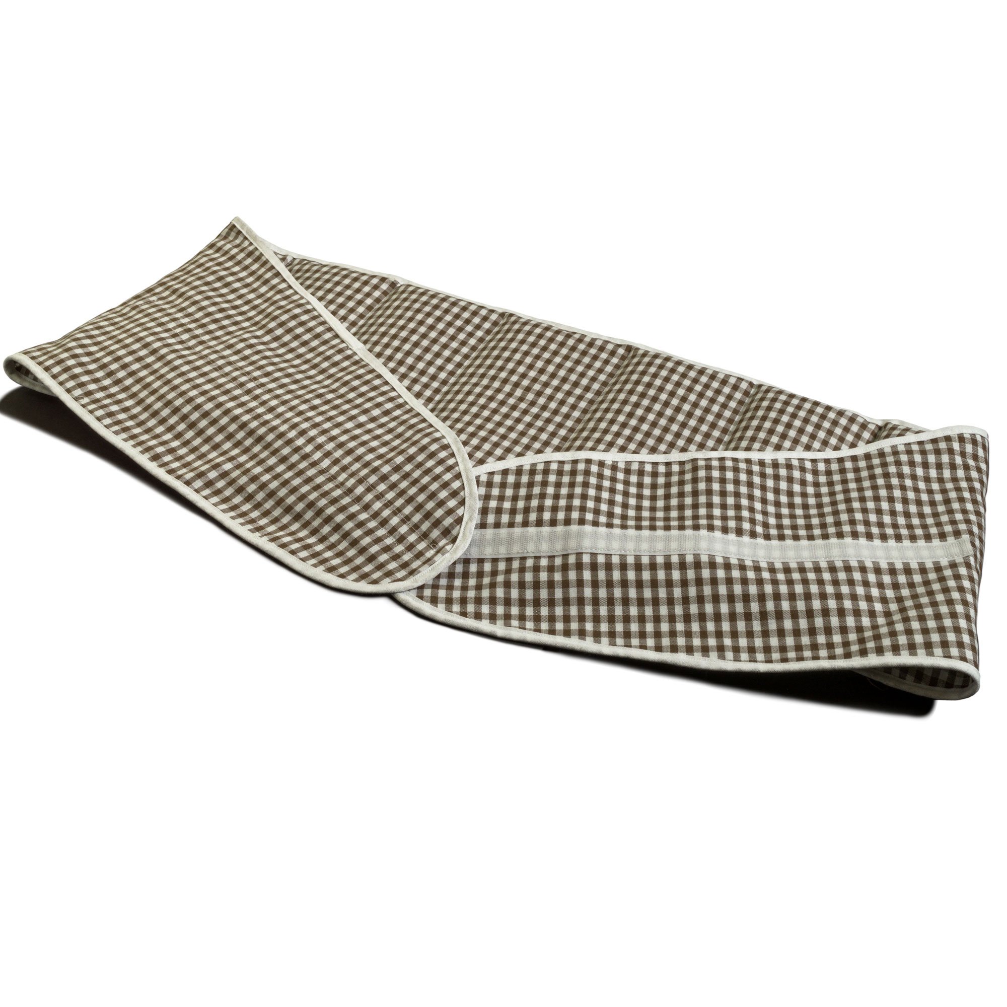 Bio-Dinkelkissen Wärmekissen Gürtel mit Klettverschluss - ca. 135cm - 7-Kammer - Rückenkissen Körnerkissen - braun-weiß