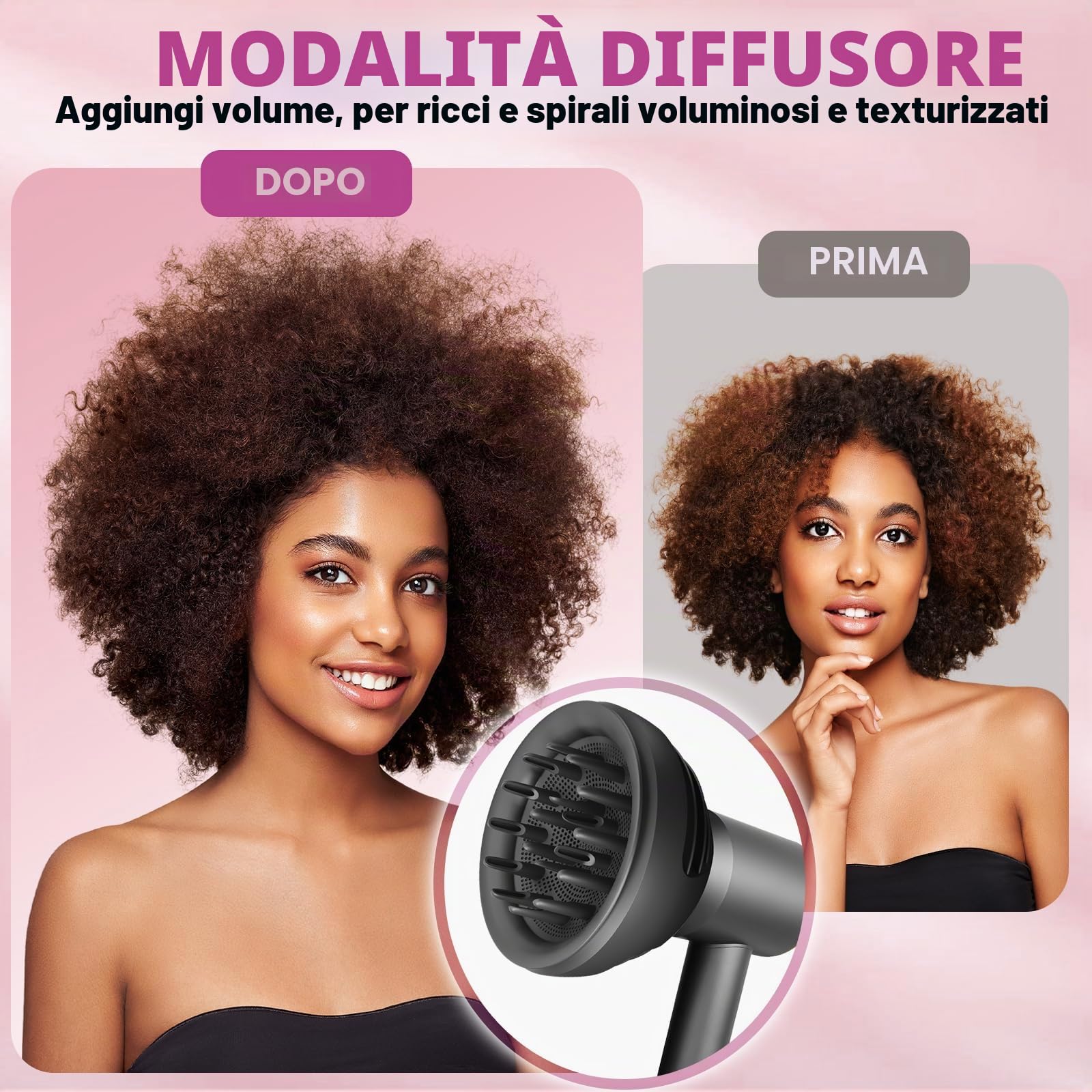 New Wave+Curl Diffusore Ugello per Dyson Supersonic Asciugacapelli HD01 HD02 HD03 HD04 HD08 HD15 HD16 Accessaries, Attachemnt Parts No 973924-01, One Tool Two Mode per capelli mossi ricci o