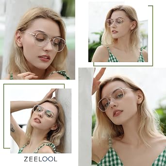 Zeelool Chic TR90 Aviator Blue Light Blocking Glasses Computer Gaming Eyewear for Women Men Ellis TX531583