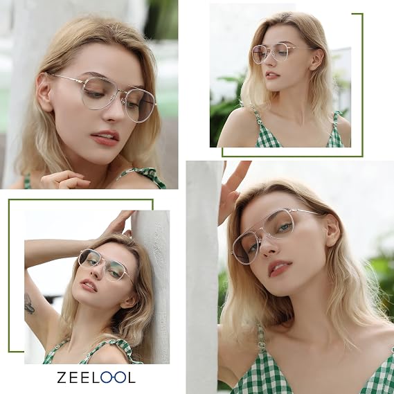 Zeelool Chic TR90 Aviator Blue Light Blocking Glasses Computer Gaming Eyewear for Women Men Ellis TX531583