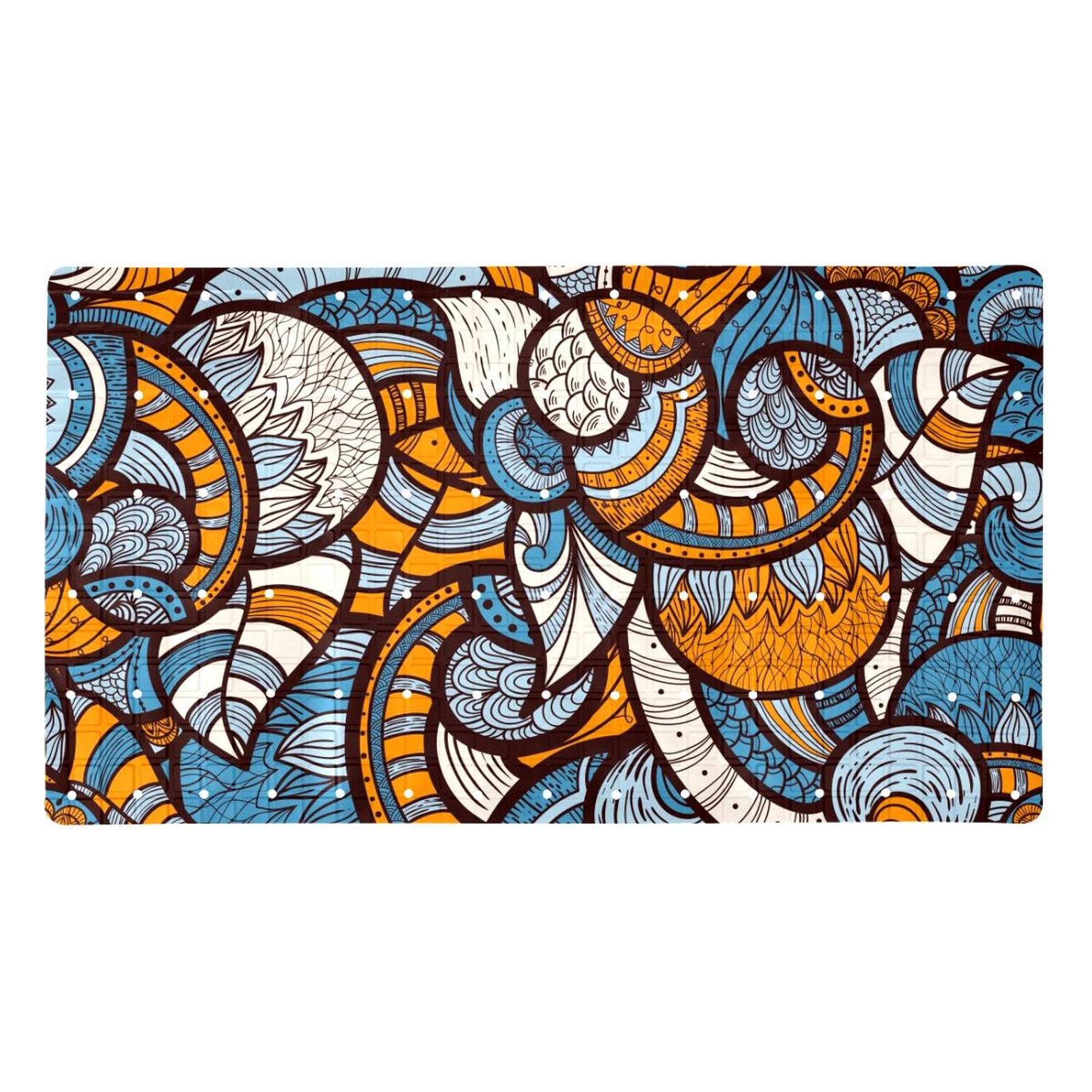 Tapis de douche doux lavable en machine motif ethnique