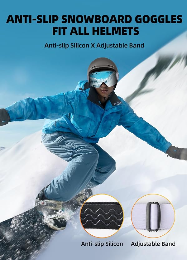 Innerking Ski/Snowboard Goggles SGS Approved for Men Women & Youth - OTG Snow Snowboard Skiing Goggles Anti Fog - 100% UV Protection by Innerking - Image 7