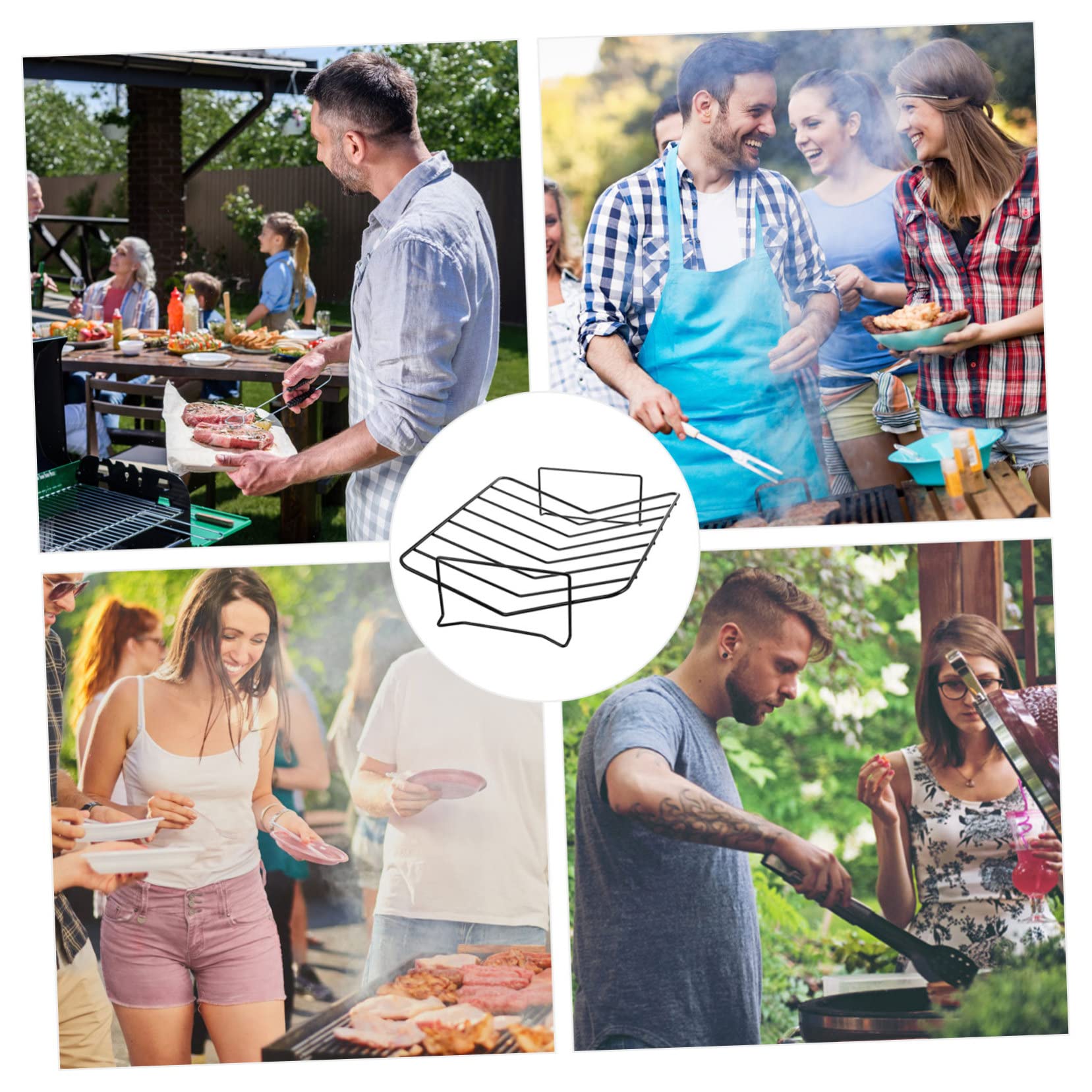 UKCOCO Supporto Portatile Rettangolare Barbecue al Acciaio Carbonio e Antiaderente Leggero, per Grigliate All'aperto e Arrosti