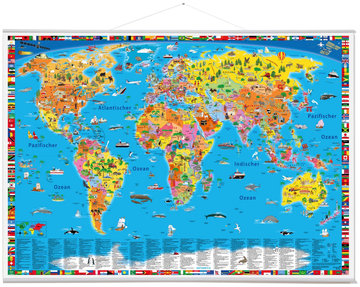 Carte du monde politique illustrée pour salon et bureau élégant