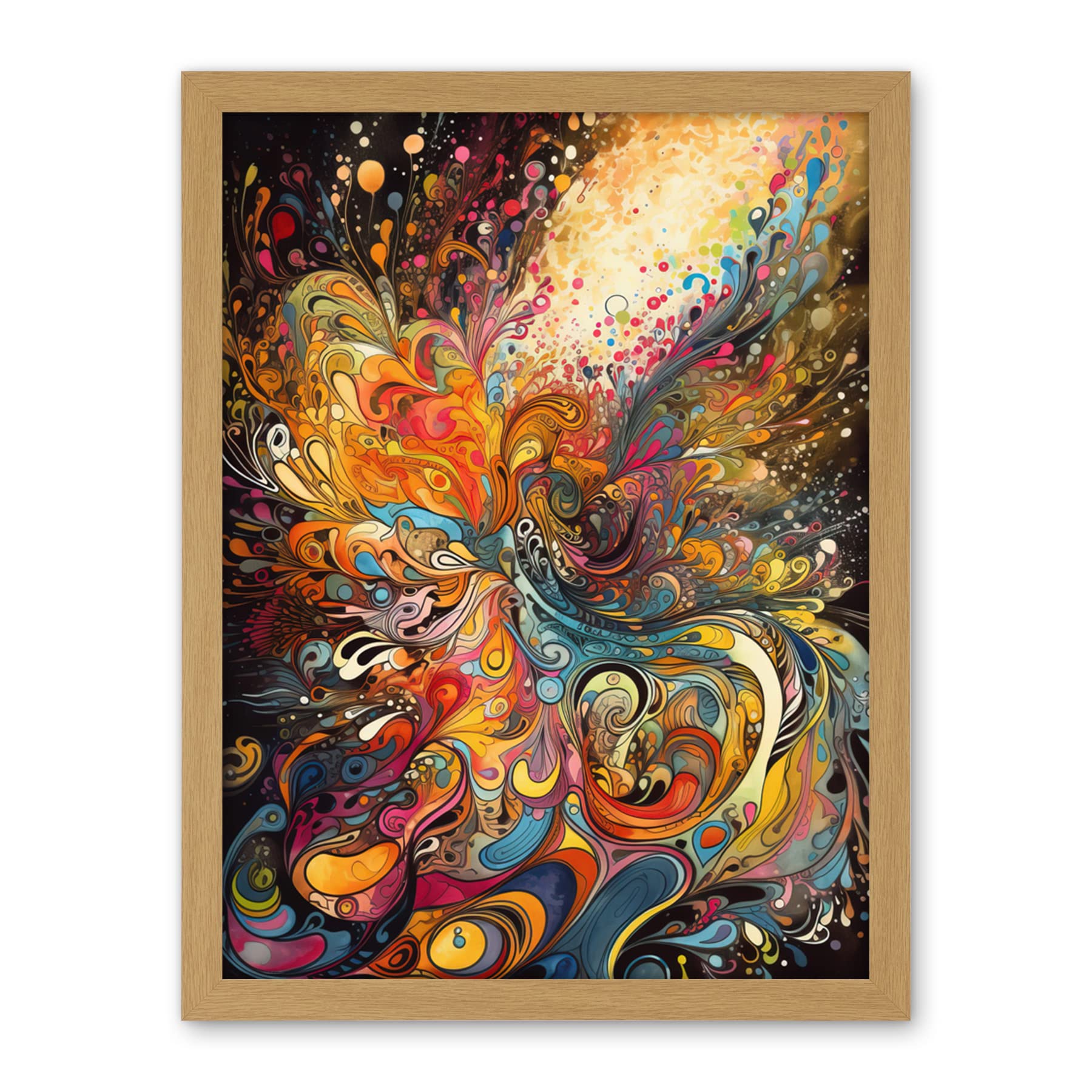 Artery8 Vibrant Colour Sound Waves Music Artwork Artwork Framed Wall Art Print 18X24 Inch