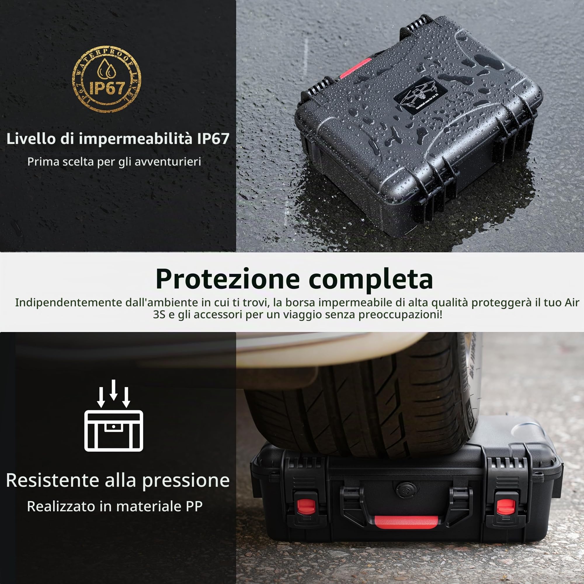 STARTRC Custodia Air 3S, custodia rigida impermeabile per DJI Fly More Combo, compatibile con accessori, controller RC 2/RC/RC-N3/N2, hub di ricarica