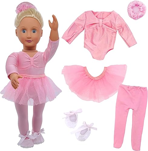 Ropa de muñeca de 18 pulgadas, trajes de bailarina de ballet, 5 piezas de vestido de baile para American OG Girl de 18 pulgadas, accesorios de